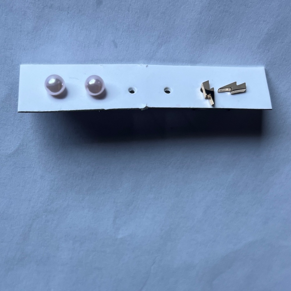 Gold and Pink Stud Earrings Set